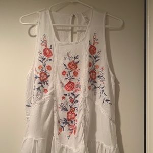 White Floral Tank Top